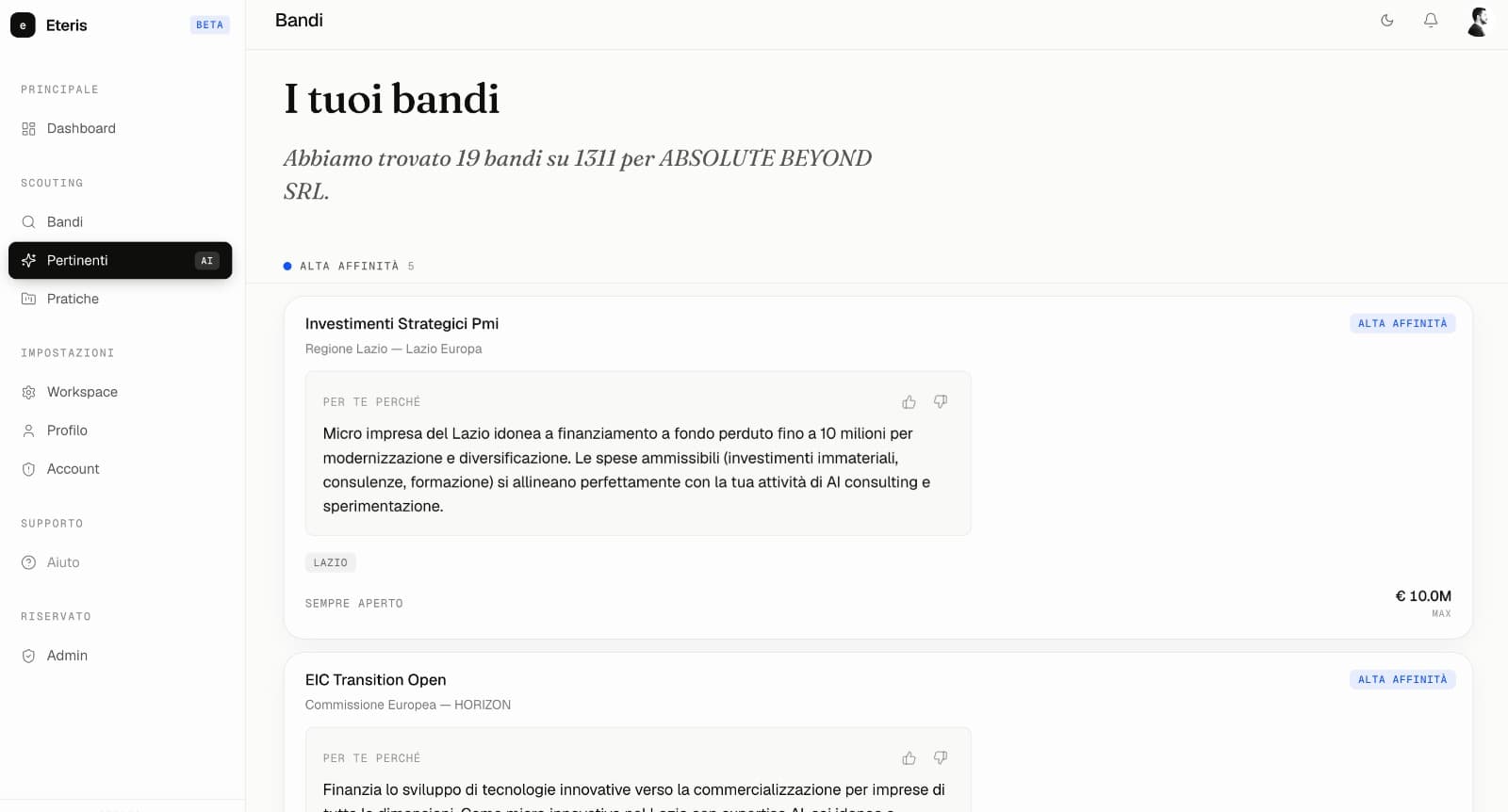 I tuoi bandi, in ordine di affinità con te.